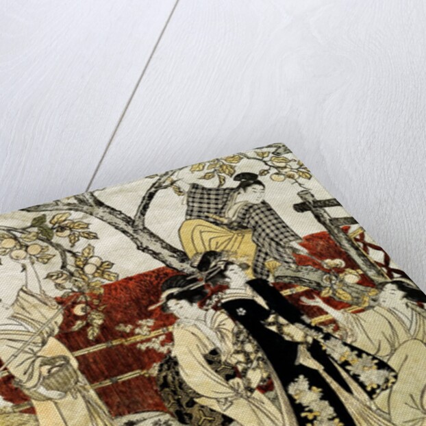 A Man and Six Women Gathering Persimmons by Kitagawa Utamaro