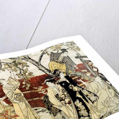 A Man and Six Women Gathering Persimmons by Kitagawa Utamaro