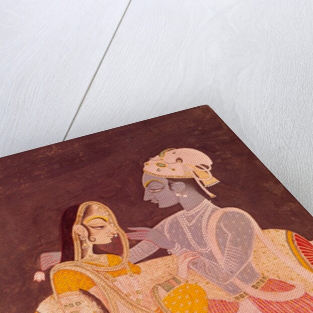 Radha seated with Krishna. Jaipur, India, mid-20th century by Unknown