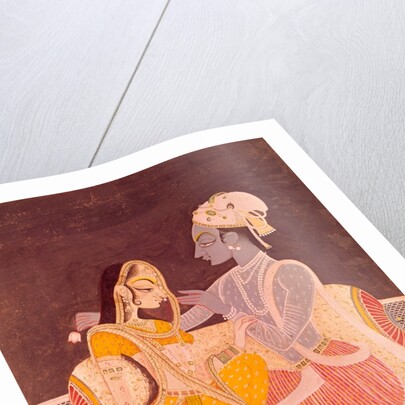 Radha seated with Krishna. Jaipur, India, mid-20th century by Unknown