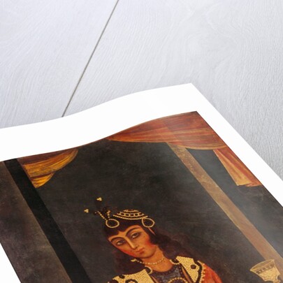 Lady seated playing the guitar. Iran, Qajar dynasty, early 19th century by Unknown