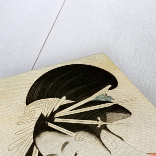 Courtesan with a fan by Kitagawa Utamaro