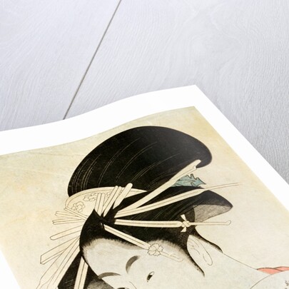 Courtesan with a fan by Kitagawa Utamaro