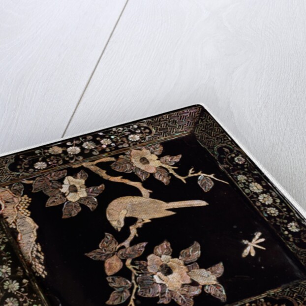 Square tray with Bird on a Flowering Branch. China, 16th century by Unknown