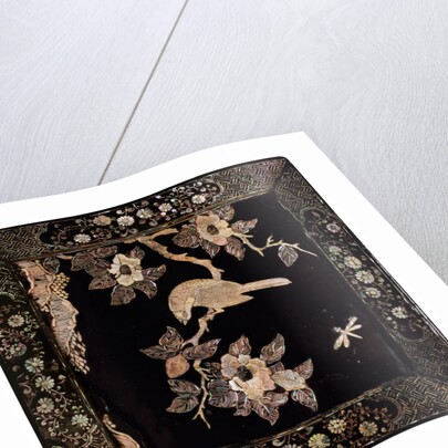 Square tray with Bird on a Flowering Branch. China, 16th century by Unknown