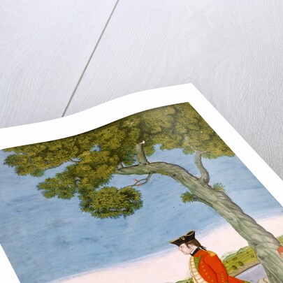 European Officer standing under a tree by a river. Murshidabad, India, late 18th century by Unknown
