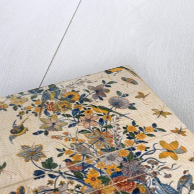 Tile panel with flowers and birds. Delft, Netherlands, 18th century by Anonymous