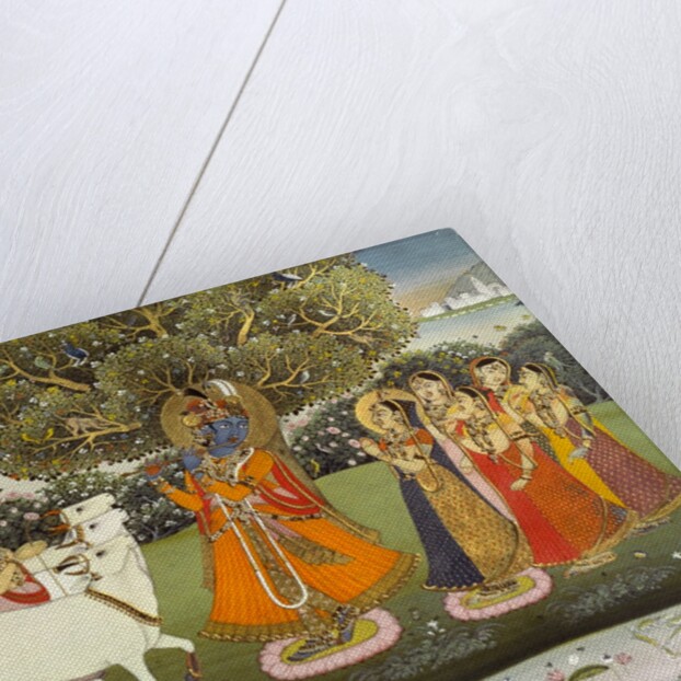 Krishna playing the flute to the gopis. Jaipur, India, 1840 by Unknown