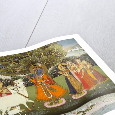 Krishna playing the flute to the gopis. Jaipur, India, 1840 by Unknown