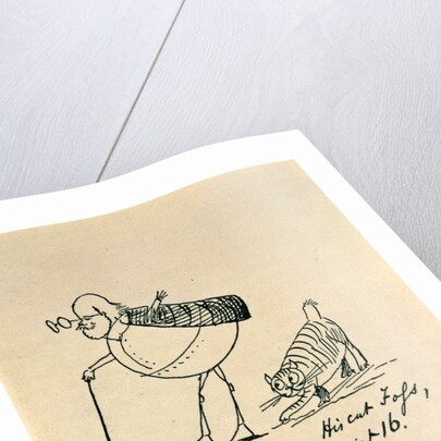 Edward Lear at 73 and a half & his cat Tofs at 16, Edward Lear, England, 19th century by Edward Lear