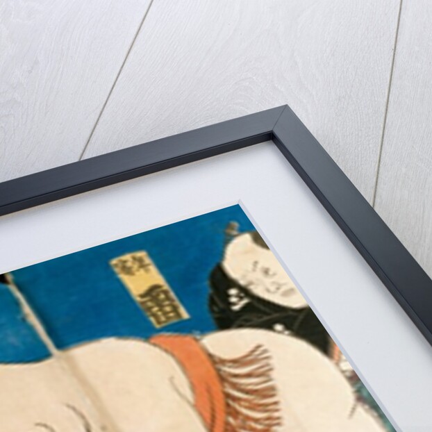 Triptych of Two Sumo Wrestlers and Umpire by Utagawa Kunisada