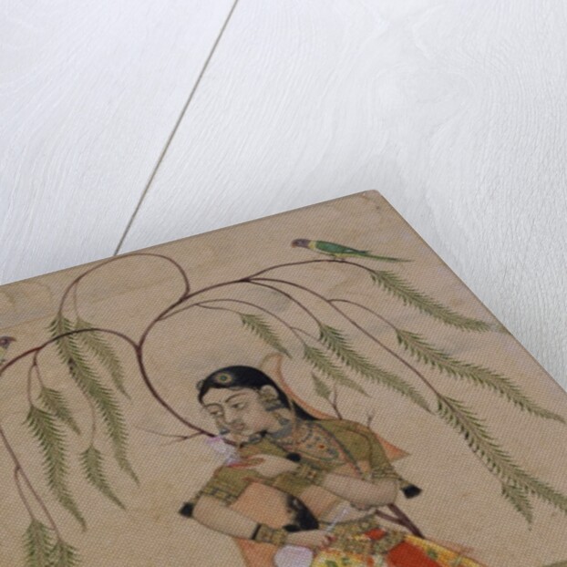 Girl holding cup and flask. Deccan, India, 18th century by Unknown