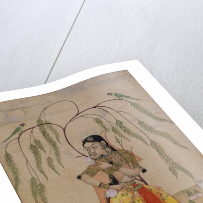 Girl holding cup and flask. Deccan, India, 18th century by Unknown