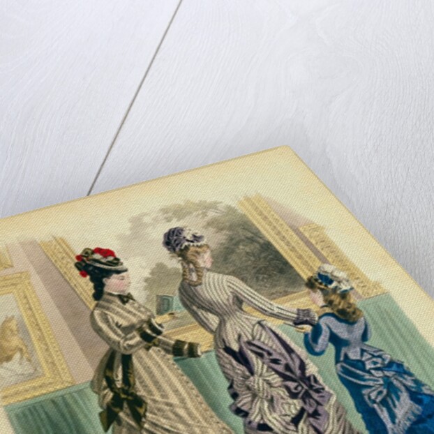 Woman`s & Girl`s Fashions, visiting an art gallery. Paris, France, 1876 by Anonymous