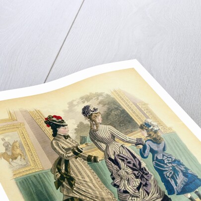 Woman`s & Girl`s Fashions, visiting an art gallery. Paris, France, 1876 by Anonymous