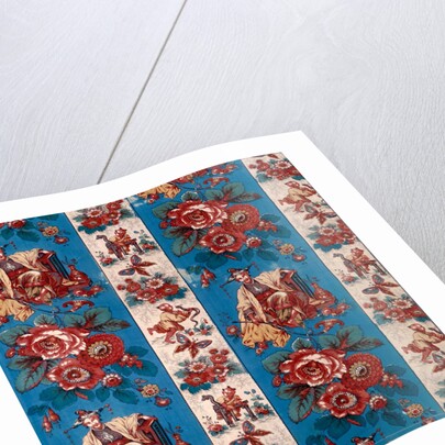 Chinoiserie-style design of roses, oriental women and children playing by Anonymous