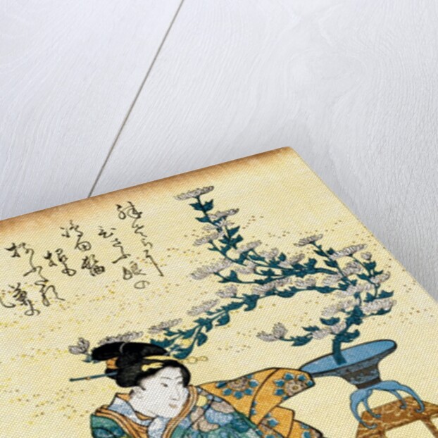 Woman and Chrysanthemum Plant by Utagawa Kuniyoshi