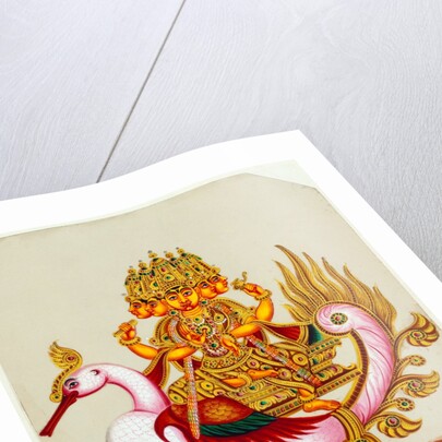 Five-headed Brahma on a goose by Unknown
