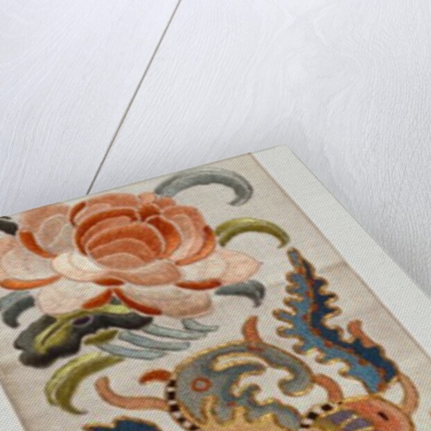 Sleeve band embroidered with peaches and butterflies. China, 19th century by Anonymous