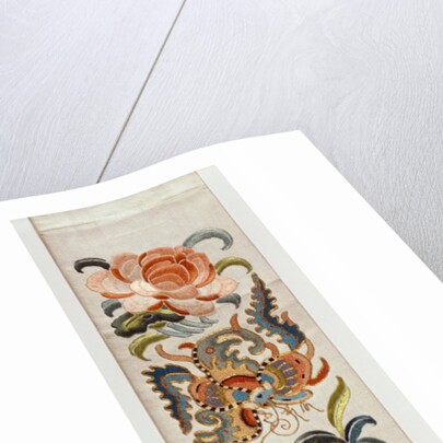 Sleeve band embroidered with peaches and butterflies. China, 19th century by Anonymous