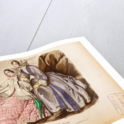 Two Women on Rocks, Le Follet, Journal du Grand Monde. France, 19th century by Anonymous