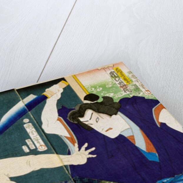 Ichimura Kakitu attacks Nakamura Nakazo with a knife by Ichiyosai Kunichika