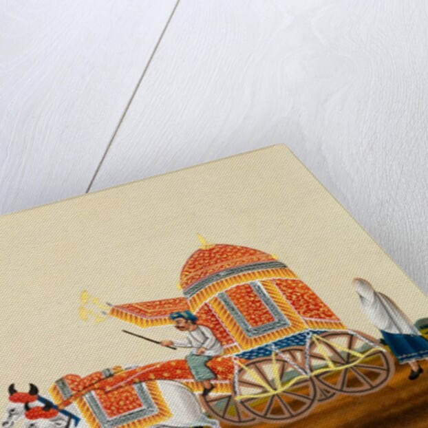 Bullock cart with domed canopy and purdah curtains by Unknown