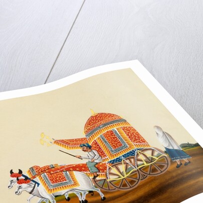 Bullock cart with domed canopy and purdah curtains by Unknown