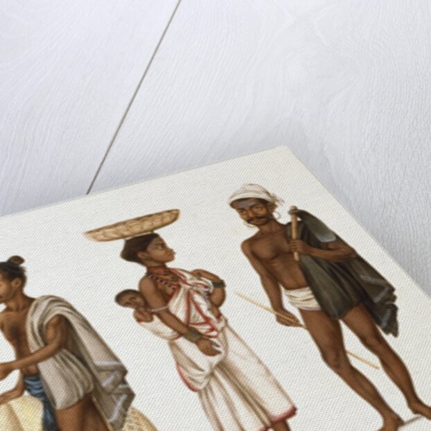 A lambadi man, basket-maker and tank-digger each with their wives by Unknown