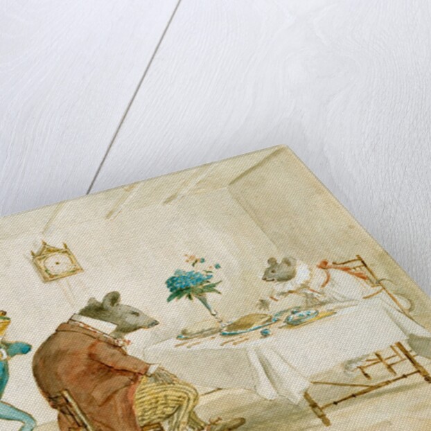 Frog, Rat and Mouse at Table by Randolf Caldecott