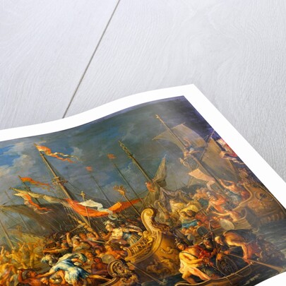 Anthony and Cleopatra at the battle of Actium by Johann Georg Platzer