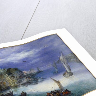 River  Scene with Boats and Figures by Jan Brueghel(the Elder)