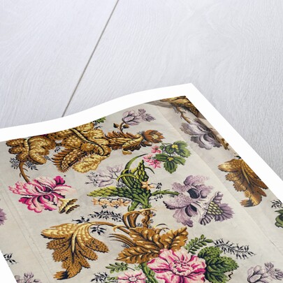 Brocaded floral textile, robe detail. England, c.1730 by Unknown