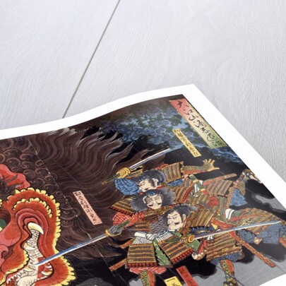 Minimoto Yorimitsu slaying the Giant Shutendoji by Utagawa Yoshitsuya