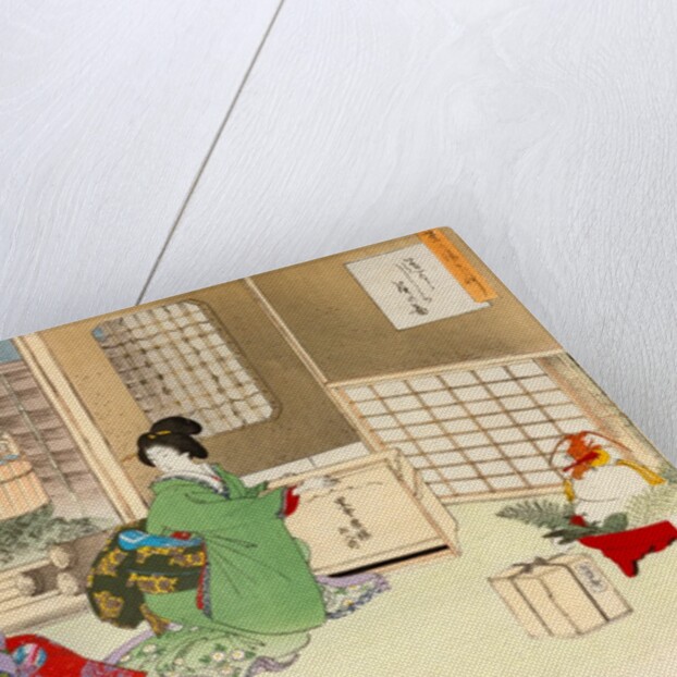 Cleaning the Lacquer Tableware for New Year's Day by Mizuno Toshikata