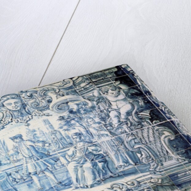 Tile Panel of an outdoor courtyard scene. Lisbon, Portugal, 18th century by Unknown