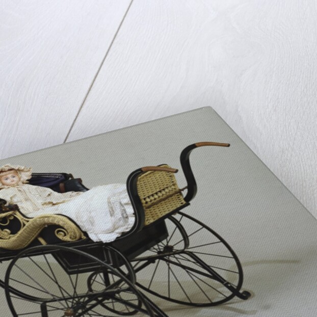 Pram and Wax Doll. England and Germany, 1880s by Unknown