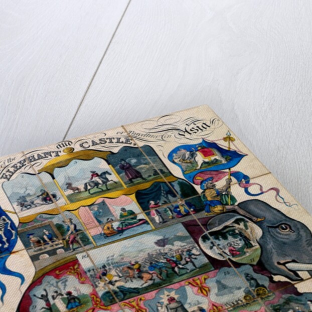 The Noble Game of Elephant and Castle, or Travelling in Asia, boardgame. London, England, 1822 by William Darton