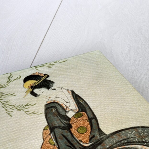 A Beauty Bothered by the Wind under a Willow by Utagawa Toyohiro