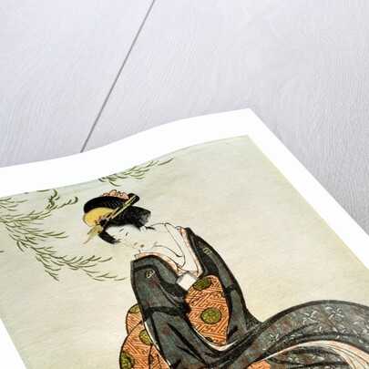 A Beauty Bothered by the Wind under a Willow by Utagawa Toyohiro