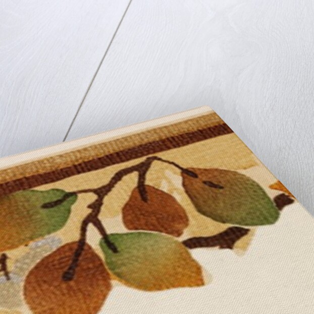 Design of a border of leaves and berries in autumnal colours by Unknown