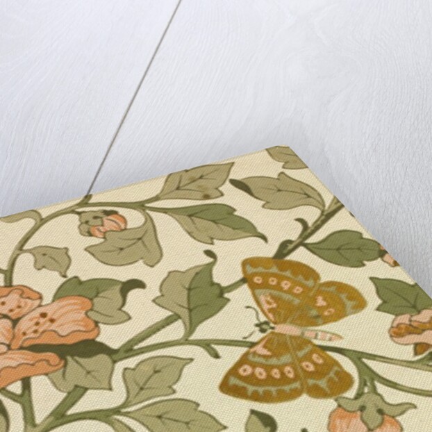 Wallpaper with branches of flowers and butterflies by Bruce James Talbert