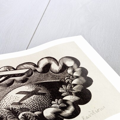 Shadow of small plane falling on the world by Eric Ravilious