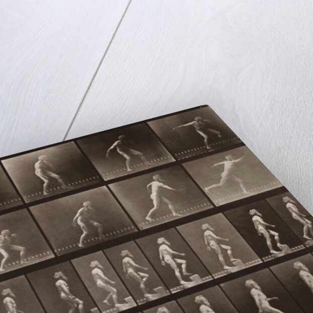 Man walking and throwing discus by Eadweard Muybridge