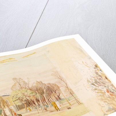 Holy Trinity Church and the new Allotments, Clapham Common, London by Stanley Roy Badmin