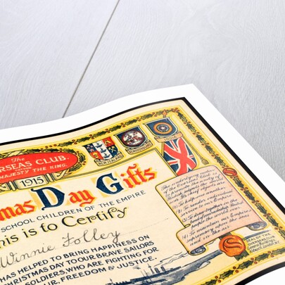 Christmas Day Gifts Certificate issued by the Overseas Club by Unknown