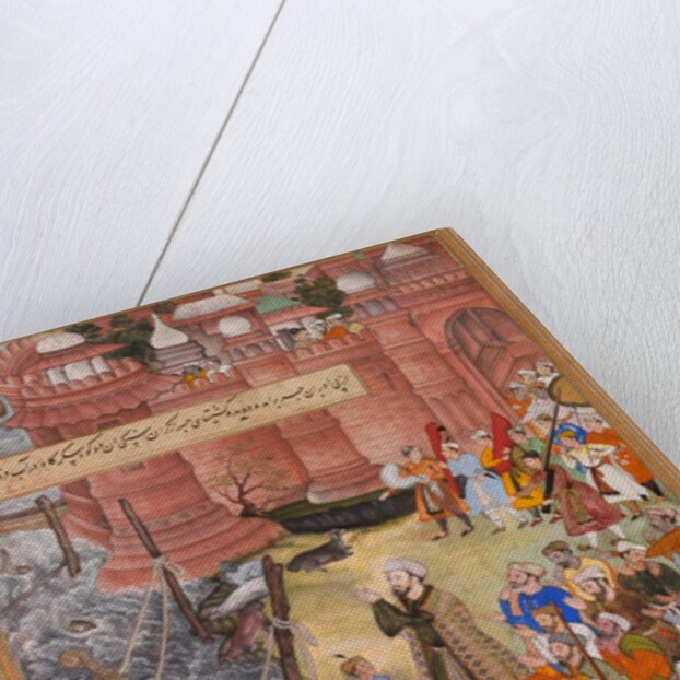 Painting, Akbarnama, Akbar's adventures with the elephant Hawa'i by Basawan