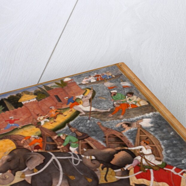 Akbar's adventures with the elephant Hawai by Basawan