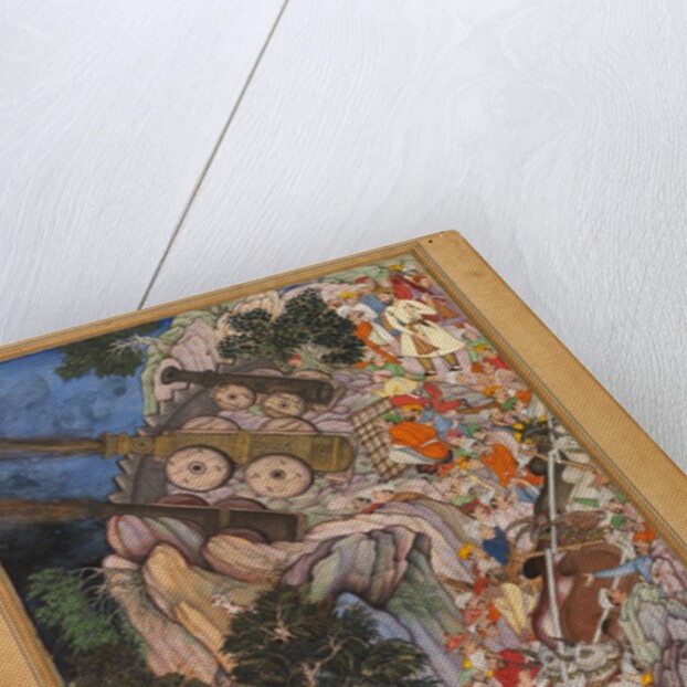 Bullocks dragging siege-guns up hill during Akbar's attack on Ranthambhor Fort by Miskina