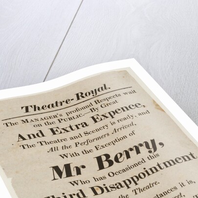 Playbill for the Theatre Royal by Unknown